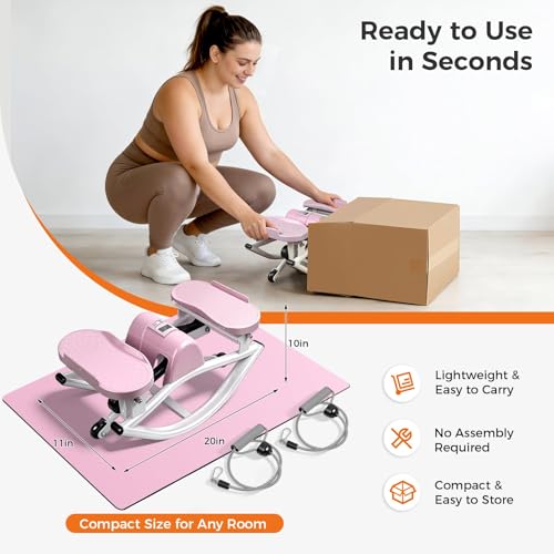 Rock Stepper with Resistance Bands & Non-Slip Mat - Pink