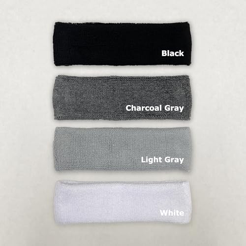 Cotton Terry Athletic Sports Sweat Headband - White, One Size