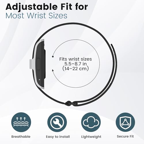 Breathable Nylon Loop Wristband for Health Tracker - Black