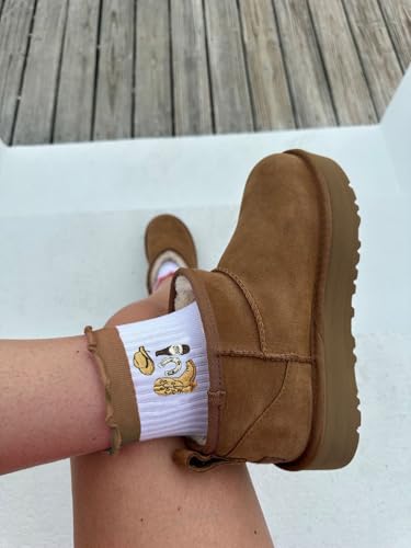 Non-Slip Yoga Ballet Socks with Ruffle Cuff - Brown, One Size