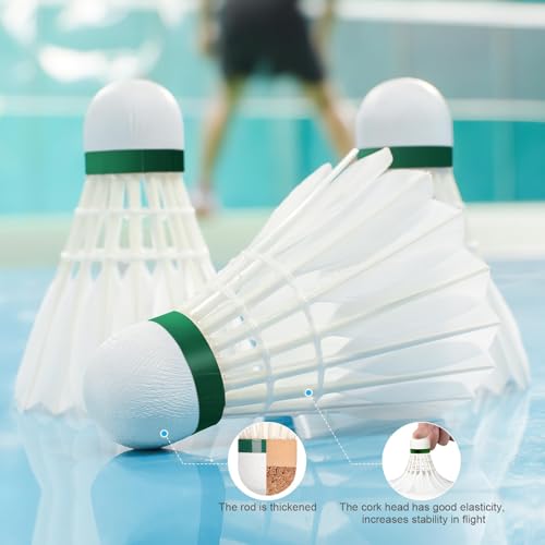 12 Pack Goose Feather Badminton Shuttlecocks - White