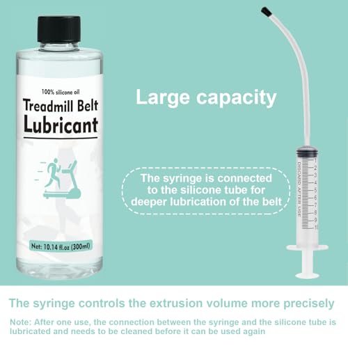 Treadmill Lubricant - 600ml Silicone Oil with Extension Tube & Syringe