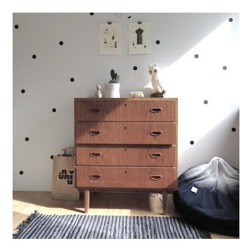 Black Polka Dot Wall Decals ? 100pcs 1 Inch Matte Vinyl Dots ? Not Stickers ? Removable & Safe for Walls ? Easy to Peel & Stick ? Nursery & Bedroom Decor by BUGYBAGY