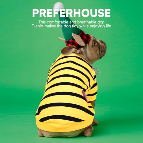 Striped Dog T-Shirt for Small Dogs - Yellow - Small