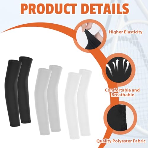 Kids' Arm Sleeves - Breathable Elastic Ice Sleeves for Sports - Black, White & Gray