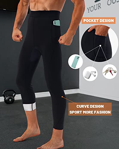 LMCOB Sauna Sweat Short Pants for Men Hot Thermo Sauna Leggings - Long Pants Silver Lining, Large