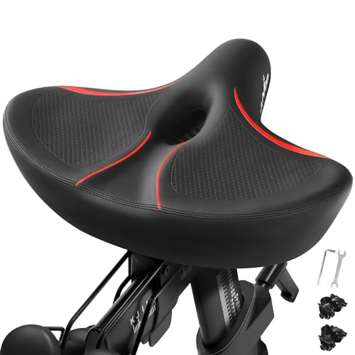 Oversized Wide Bike Seat Saddle for Men & Women - WUVOP, Red