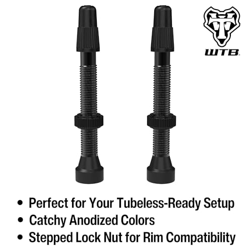 WTB Aluminum Tubeless Presta Bicycle Valve 46mm Black - 2 Pack