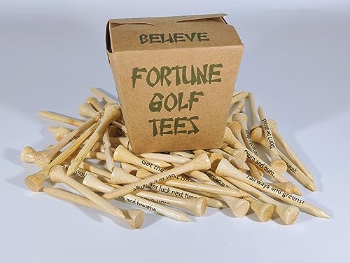 50 Bamboo Golf Tees with Fortune Messages - 2 3/4 Inch Tee Assortment