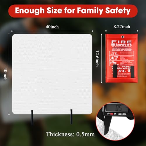 Fire Blanket Emergency Home Kit 40x40 Fiberglass, Pack of 4 - Fast Fire Suppression