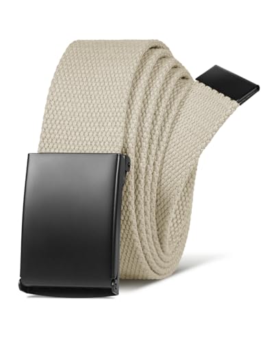 Adjustable Holeless Canvas Belt for Men - Black & Khaki