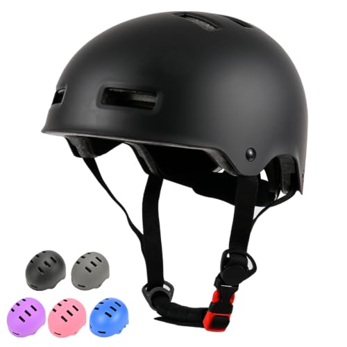 Adjustable Kids Bike Helmet - Medium Black for Multi-Sports