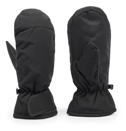 Insulated Winter Ski Mittens for Cold Weather - Black