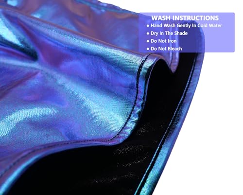 Girls Shiny Blue Metallic Shorts 6-7 Years Sparkly Dance Costume Outfit