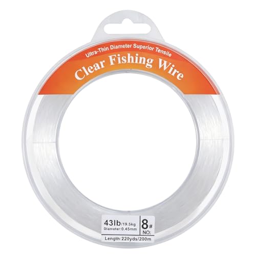 656ft Clear Monofilament Fishing Line, 43lb Nylon Wire for Crafts - 0.45mm