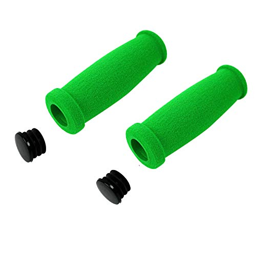 Foam Handle Grips for Scooters - 2 Pack with End Caps (Green)