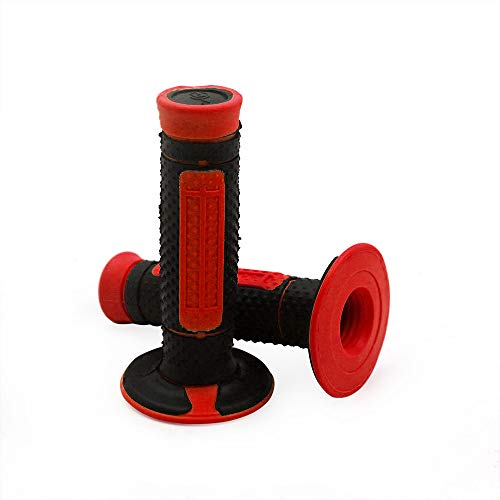 7/8" Motorcycle Hand Grips - Comfortable TPU Rubber - Red