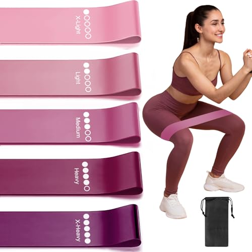 Resistance Loop Exercise Bands Set - 5 Levels, Pink