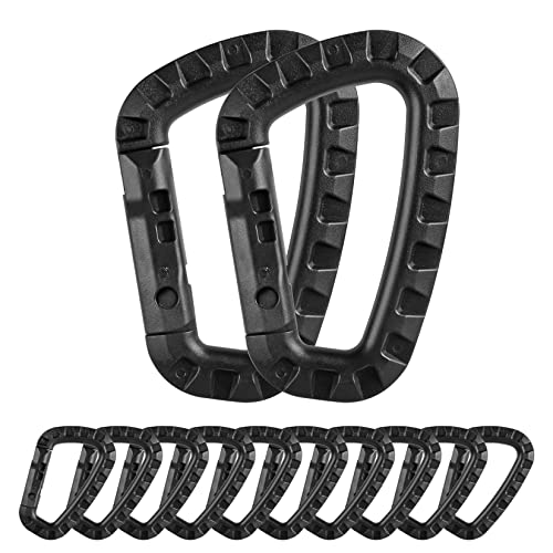 Tactical Carabiner Keychain - 12 Pack Lightweight D-Rings for Outdoor Use