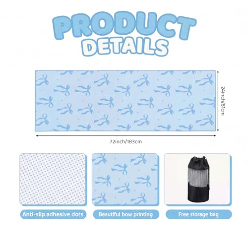 Breling Blue Bow Yoga Towel with Grip Dots Non Slip for Hot Yoga & Pilates