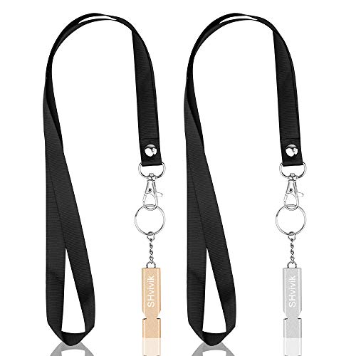 Double-Tube Emergency Survival Whistle - 2 Pack with Lanyards & Keychains