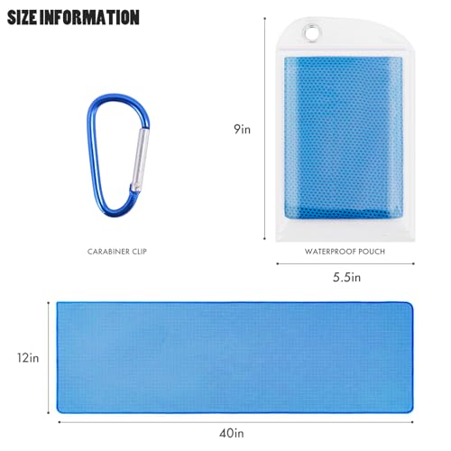 Cooling Towels 4 Pack - Light Blue, Dark Blue, Rose Red, Green - Soft Microfiber for Gym, Yoga, Running & Sports