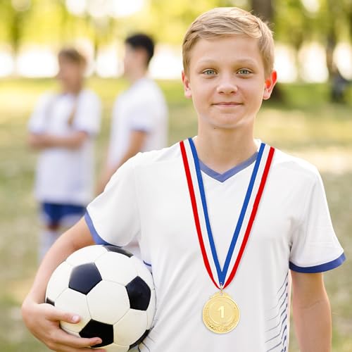 Gold Award Medals Set - 6 Pcs with Ribbons for Sports Events