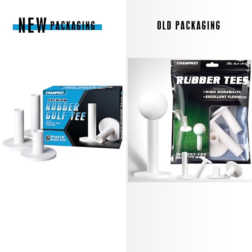 Premium Rubber Golf Tees - 6 Sizes for Durability & Stability