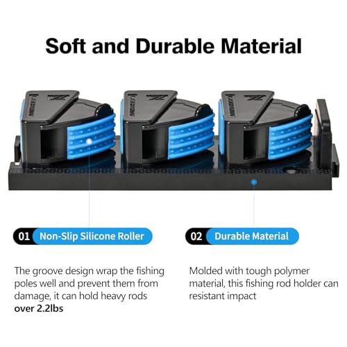 RESTCLOUD Blue Vertical Fishing Rod Holder with 3 Slots – Wall Mount Rack