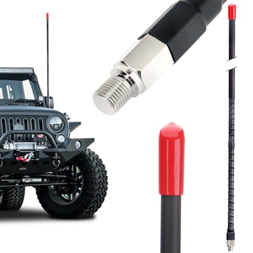 Heavy Duty 2' Fiberglass CB Radio Antenna - Black 27MHz Vehicle Truck Car Kit - 1000W 2 Foot Variation