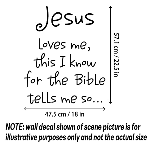 Inspirational Religious Quote Wall Decal Jesus Loves Me This I Know for The Bible Tell Me So Vinyl Wall Sticker Art Mural Decor Wallpaper for Living Room Bedroom Home Decoration