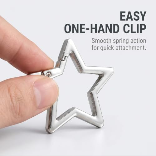 Star Shaped Stainless Steel Keychain Carabiner Clip - Silver