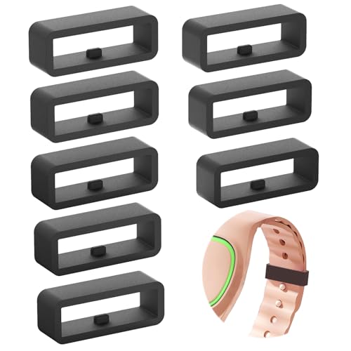 Silicone Fastener Rings for Wristbands - 8 Pack Black