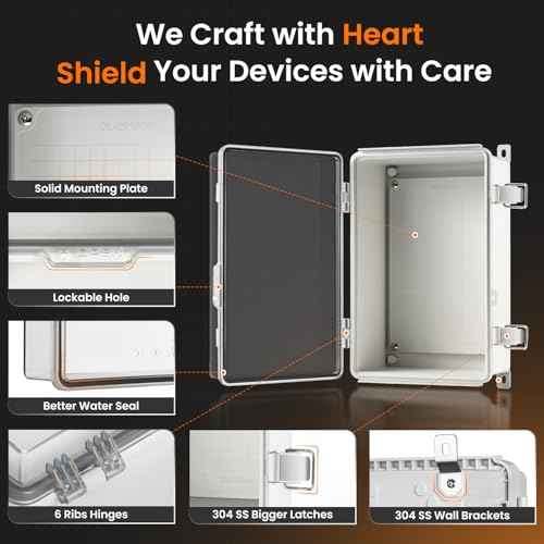 QILIPSU UL94-V0 Outdoor WiFi Enclosure 13.8"x9.9"x5.9" Waterproof Electrical Junction Box PC/ABS Alloy Plastic Clear Hinged Door IP66 Weatherproof for Project Solar Network Router Pump Control