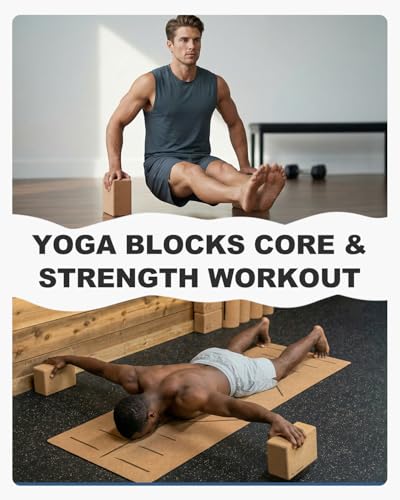 Cork Yoga Blocks - 2 Pack, Eco-Friendly Non-Slip Brown Blocks
