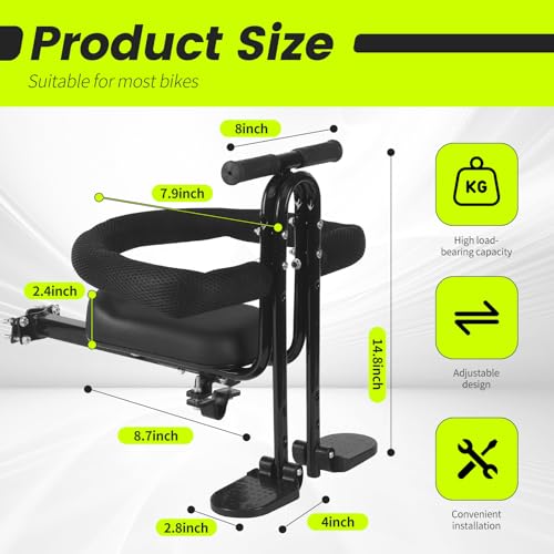 Front Mounted Kids Bike Seat with Foot Pedals - 2-5 Years
