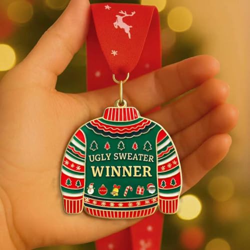Ugly Christmas Sweater Contest Medals, 3 Pack - Metal Award Prizes