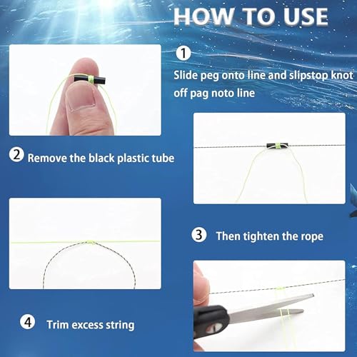 Fishing Bobber Stops with Glow Beads - Green, 50 Pieces