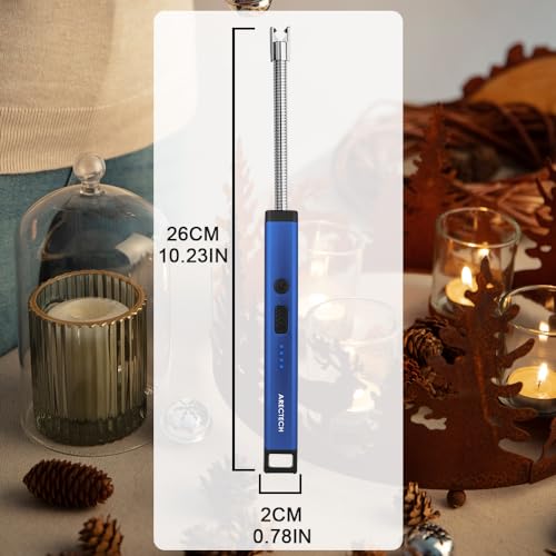 Rechargeable USB Arc Candle Lighter with LED Light - Blue