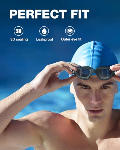 ZIONOR Polarized Swim Goggles Upgraded G1 Anti-Fog for Adults, Black Smoke