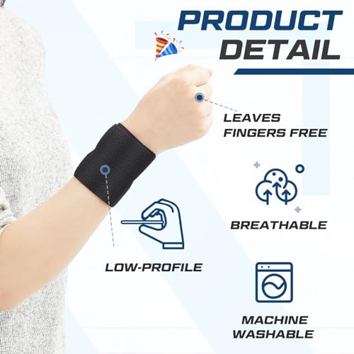 4 Pack Black Wrist Brace for Cheerleading and Tumbling - Adjustable Support (ShinyRelief)