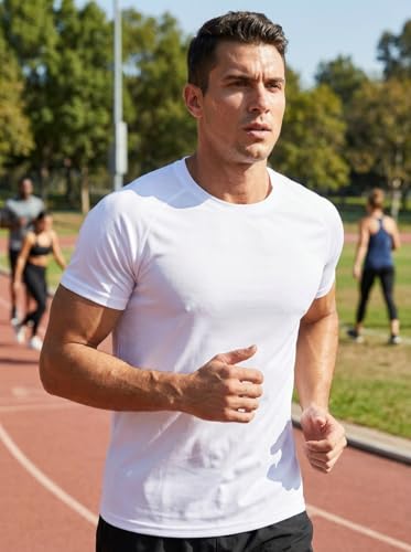 Men's Short Sleeve Quick Dry Athletic T-Shirt - Small White