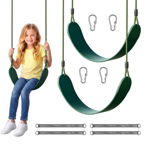Green 2 Pack Heavy Duty Kids Swing Seats with 79" Adjustable Rope, Supports 330LBS
