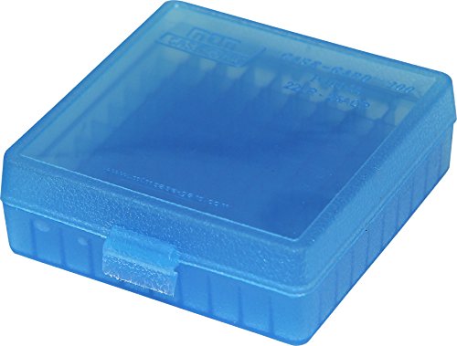 100-Round Flip-Top Ammo Box for .22 LR and .25 ACP - Clear Blue