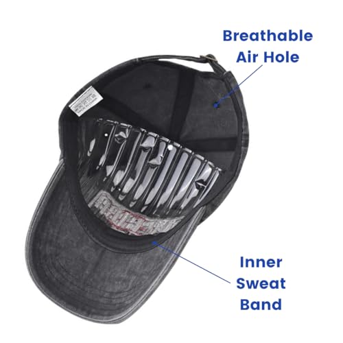 FANPOI Vintage Washed Cotton Baseball Cap for Women & Men - Black, Medium-Large, Route 66 Embroidered Sun Protection