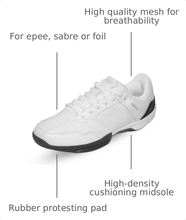 Fencing Shoes - Standard Sneakers for Men & Women - Black/White
