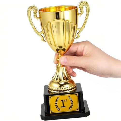 7.48" Gold Plastic Trophy Award with 1st Place Label - Small Winner Cup for Kids
