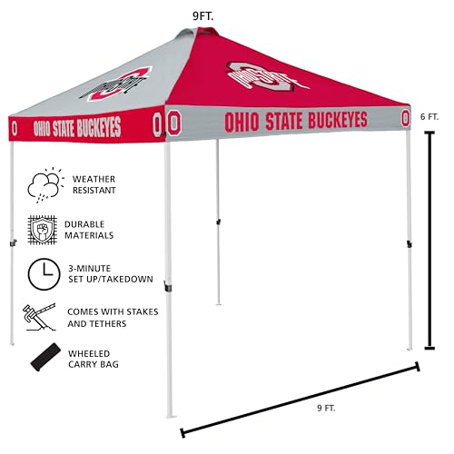 Ohio State Buckeyes Checkerboard Canopy Tent - 9' x 9', Vented Roof