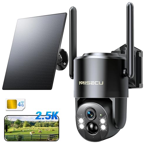 4G LTE Cellular Security Camera, 2.5K Solar Outdoor Cam Wireless Without WiFi Needed, 360¡Æ PTZ Live View Off Grid Camera, AI Motion Detection, Color Night Vision, Local/Cloud Storage