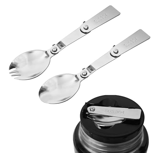 Foldable Stainless Steel Spoon and Fork Set - Portable for Food Jars